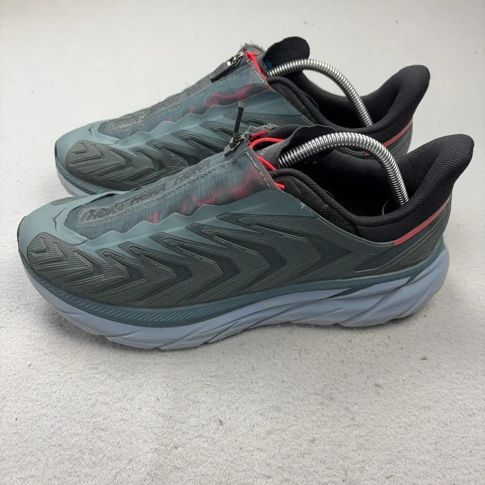 Hoka One One Project Clifton Running Shoes Mens Size 10 Gray Zip Cushioned